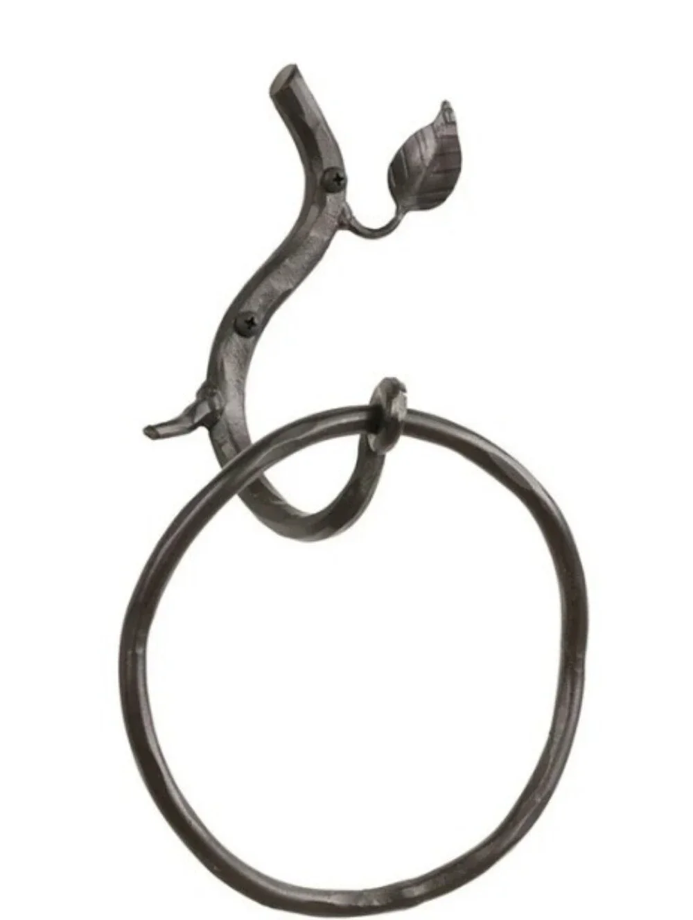Urban Force Sylamore Wrought Iron Leaf Towel Ring in Black